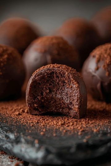 Trufas de Chocolate Chocolate Truffles close up inside