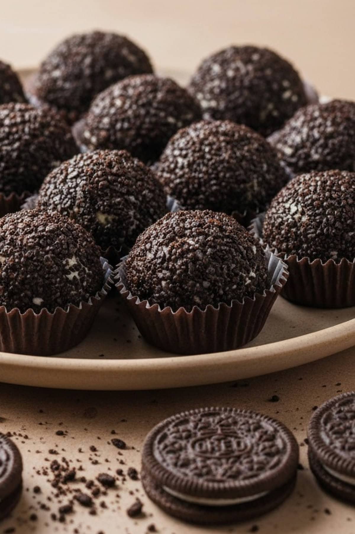 Oreo Brigadeiros close up side view