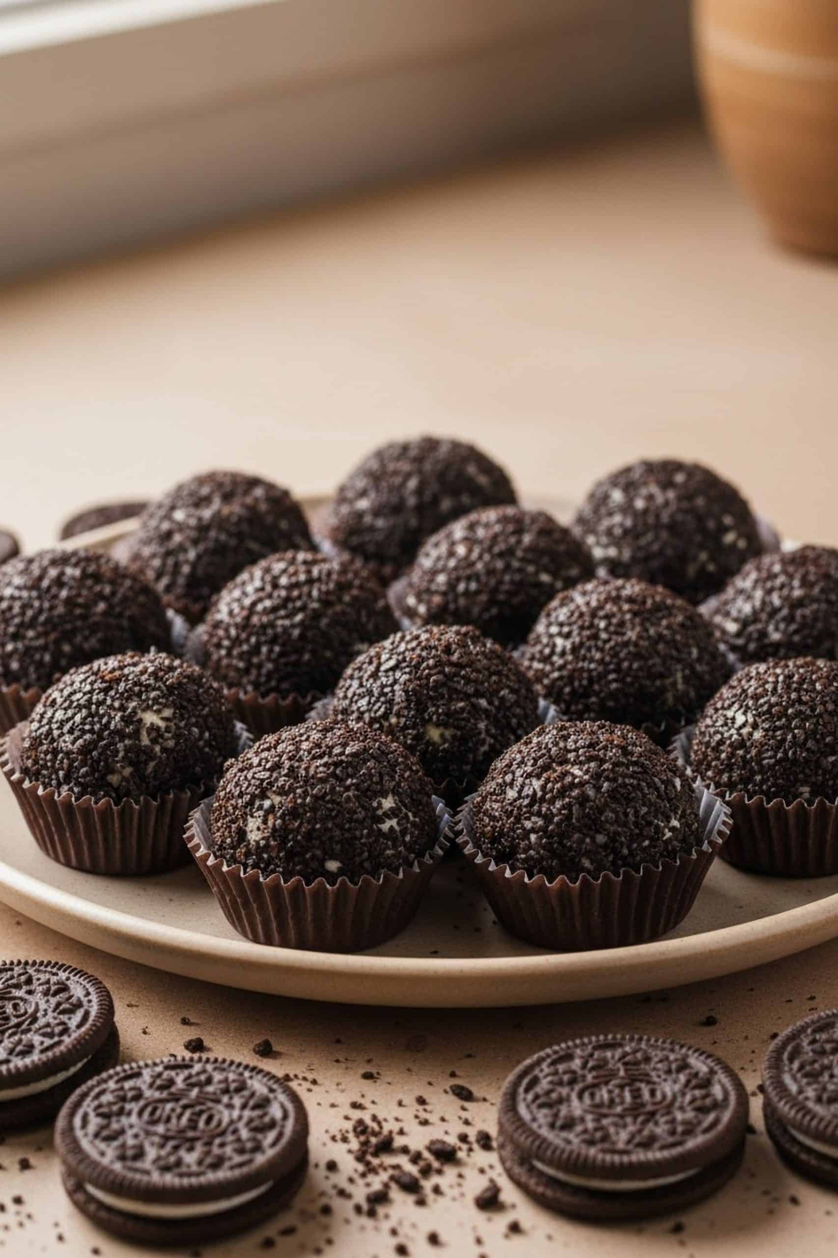 Oreo Brigadeiros side view close up
