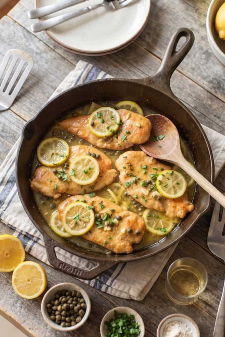 Pollo Piccata 9 Pollo Piccata top view shot