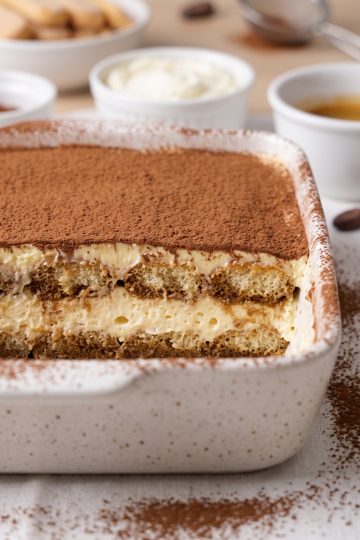 Homemade Tiramisu 2 Side view of Homemade tiramisu