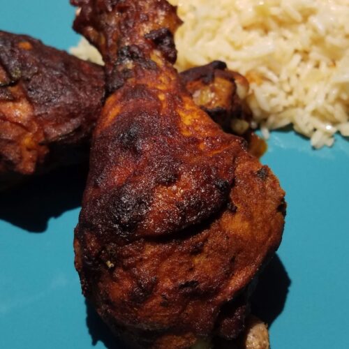 The Best Baked Peruvian Chicken with Cumin Butter Rice