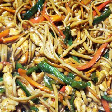 Chicken Lo Mein loaded with fresh vegetables