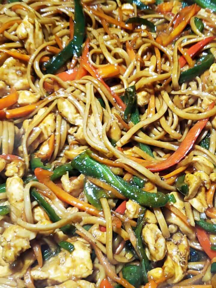 Chicken Lo Mein loaded with fresh vegetables
