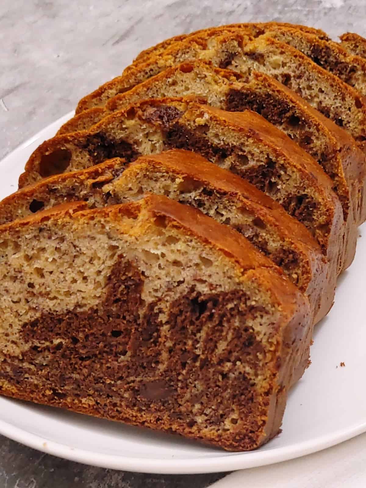 Marbled Banana Bread cup in slices