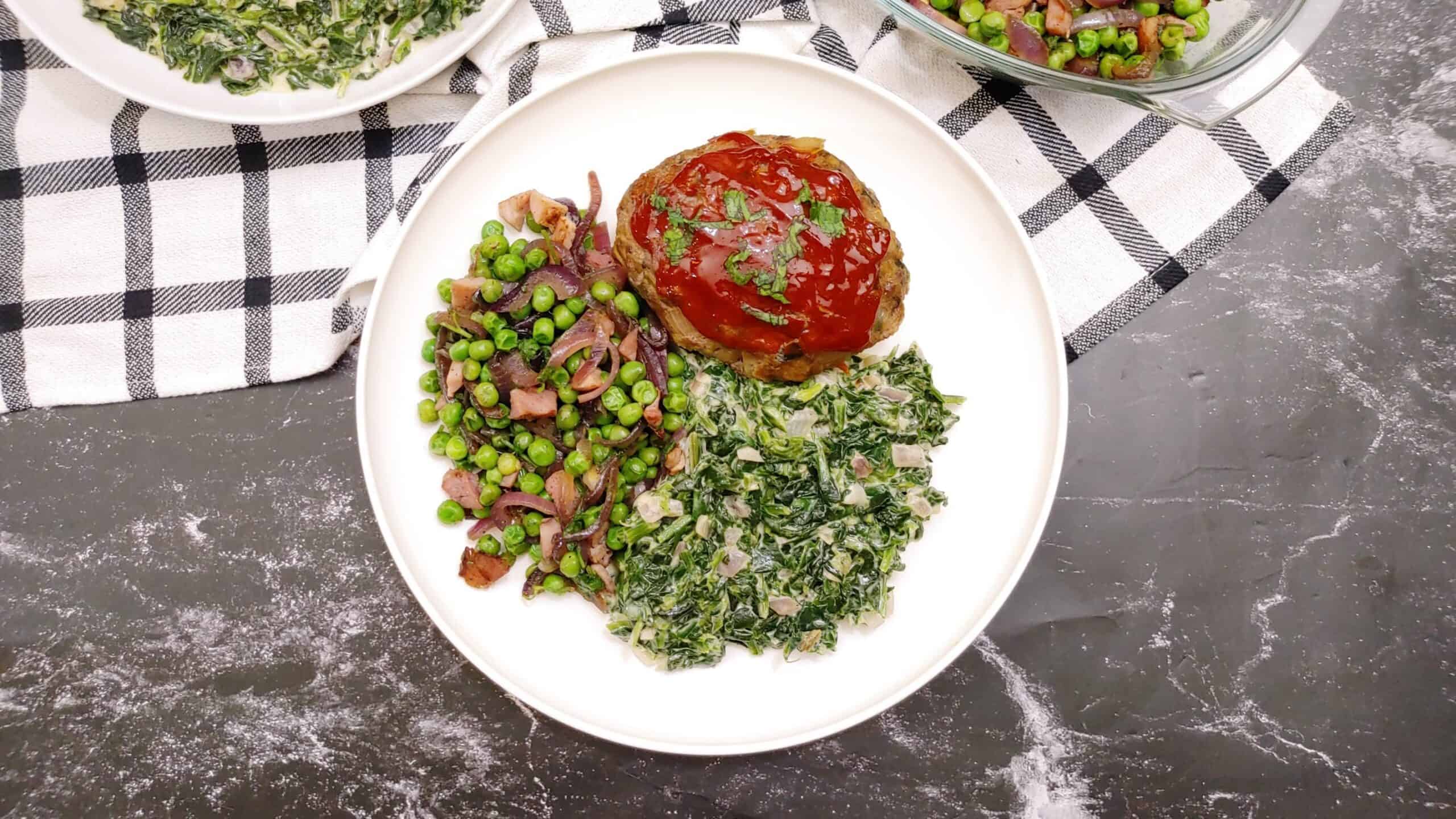 Mini Meatloaf with Creamed Spinach