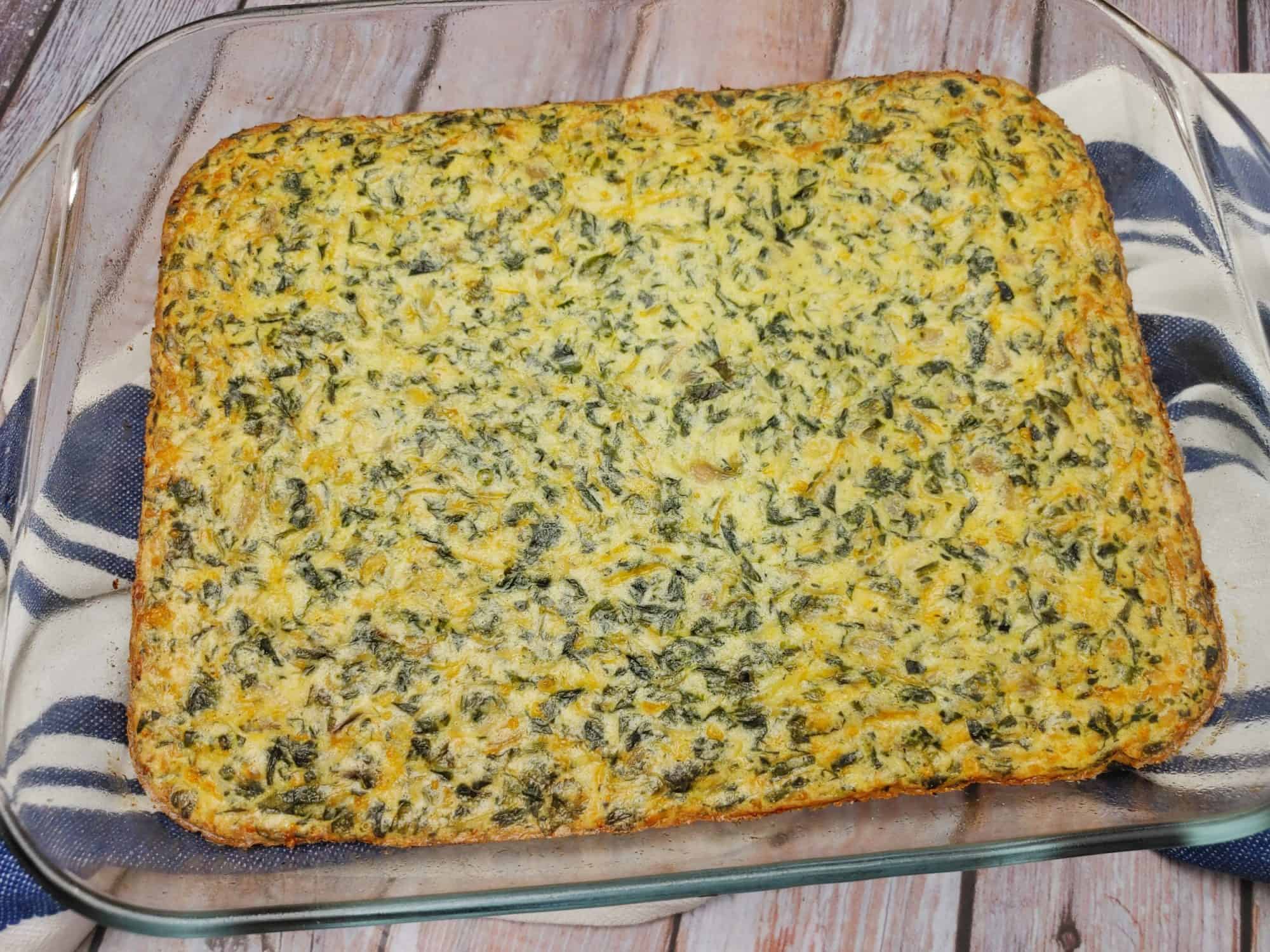 Simple Spinach Frittata with a touch of Cornmeal