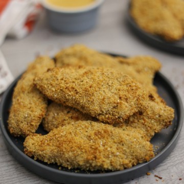Baked Crispy Chicken Tenders with Honey-Mustard Dipping Sauce