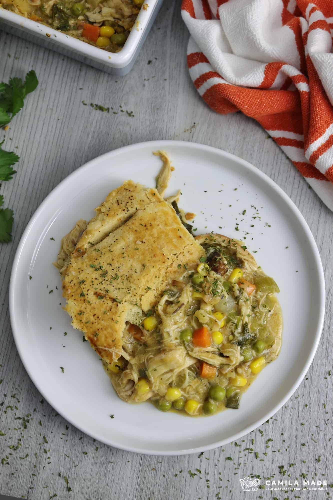 Easy Chicken Pot Pie Casserole (Homemade Crust)