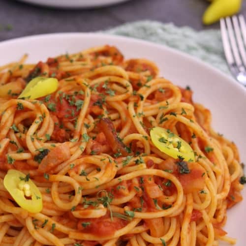 Arrabiata Sauce with Tomato Garlic Bread