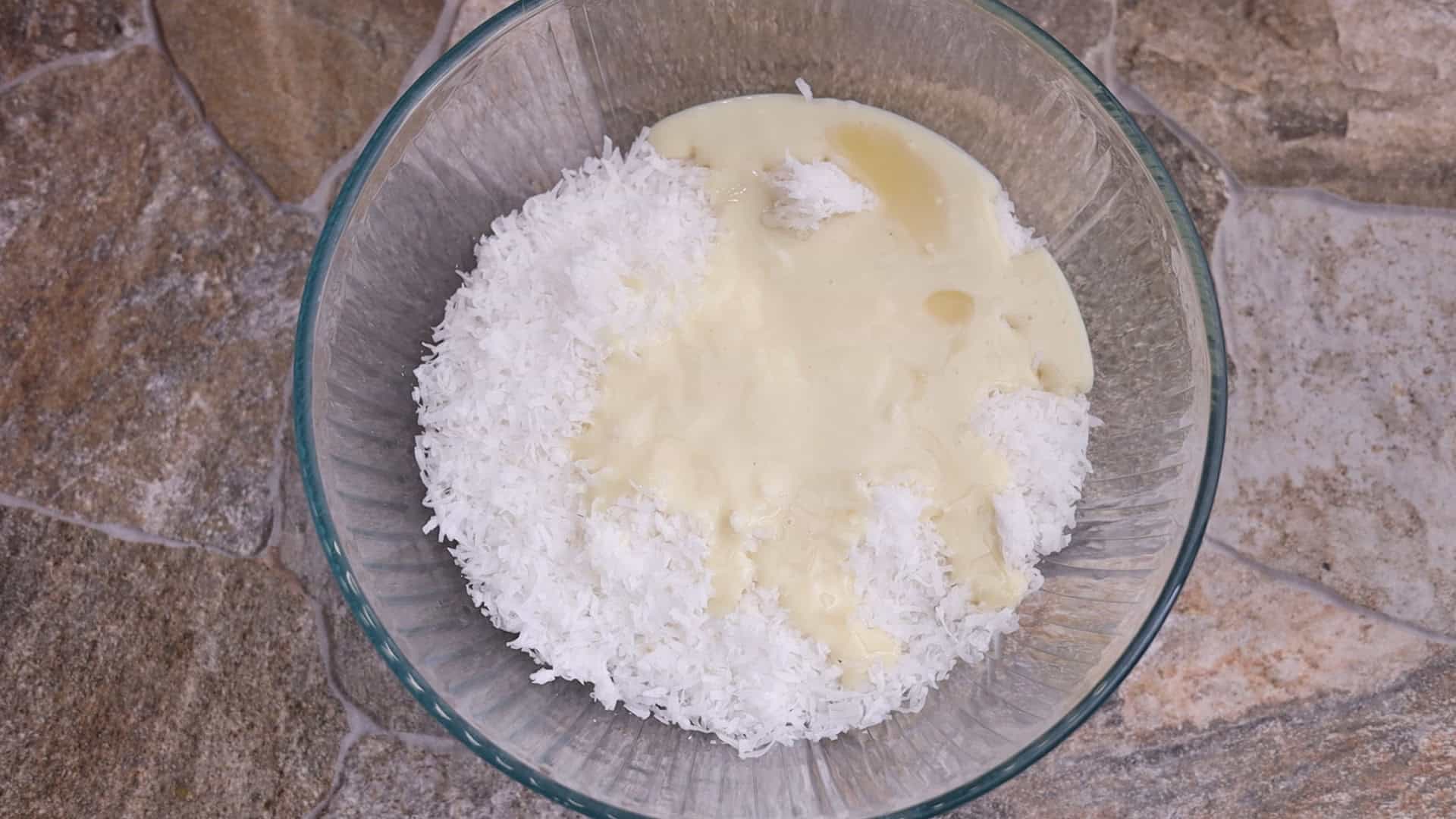 putting mixture in eggs