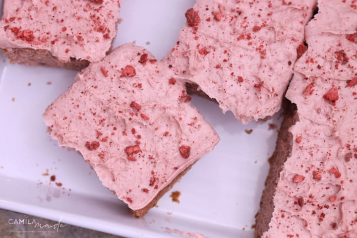 Strawberry Sheet Cake with Strawberry Cream Cheese Frosting