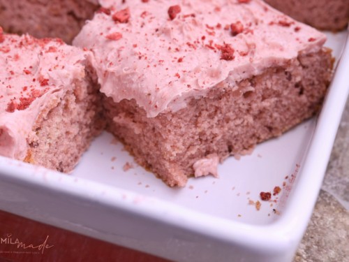 Strawberry Sheet Cake with Strawberry Cream Cheese Frosting