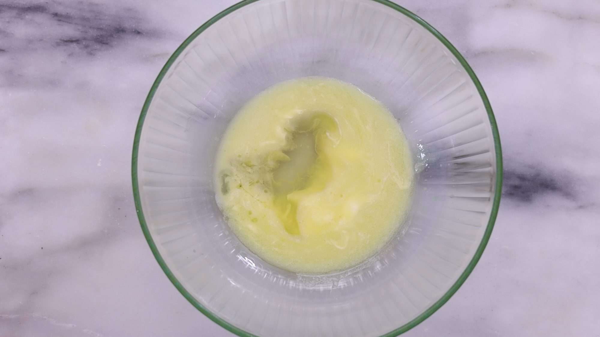 In another bowl, whisk wet ingredients. ¾
