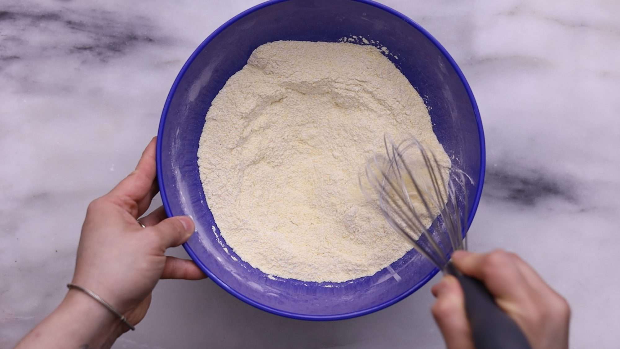 In one bowl, whisk dry ingredients. 4/4