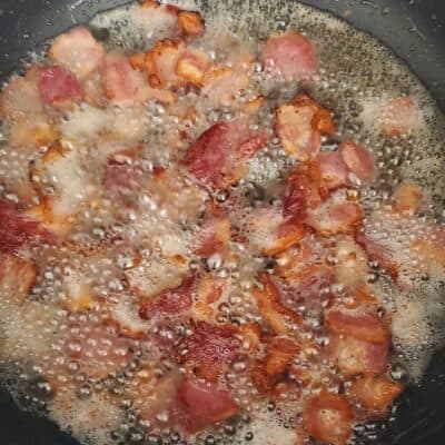 bacon in the pot almost ready