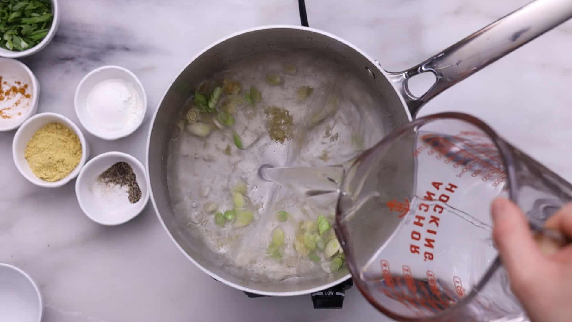 Add water, bring to a boil