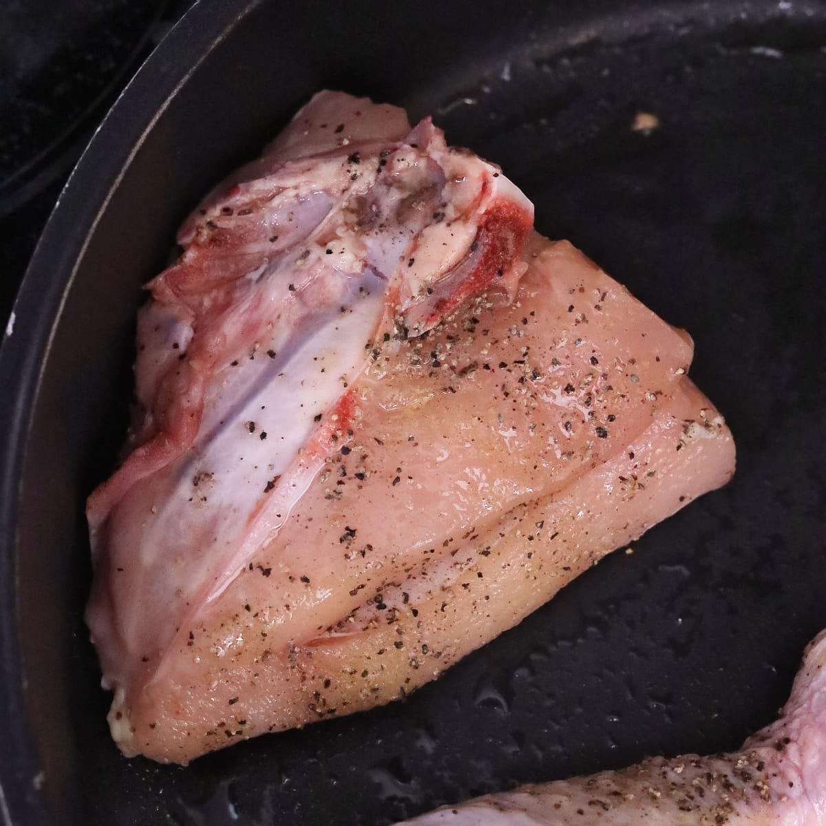 Chicken chest on the skillet
