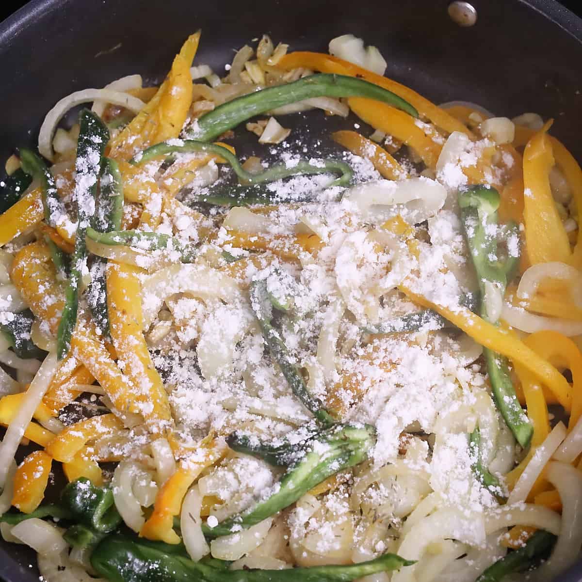 Onions and Peppers wih flour
