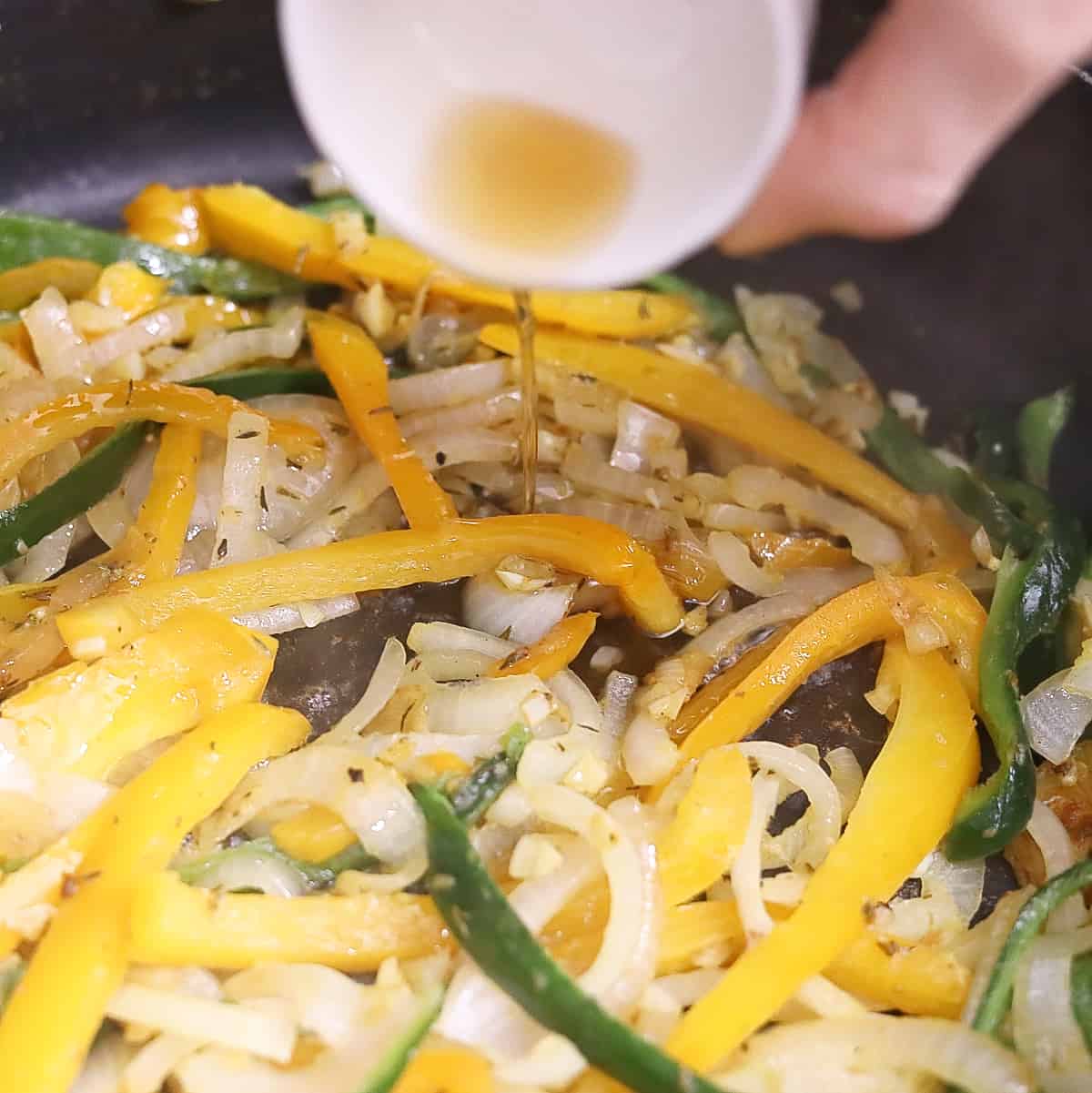 Onions and Peppers wih grand marnier