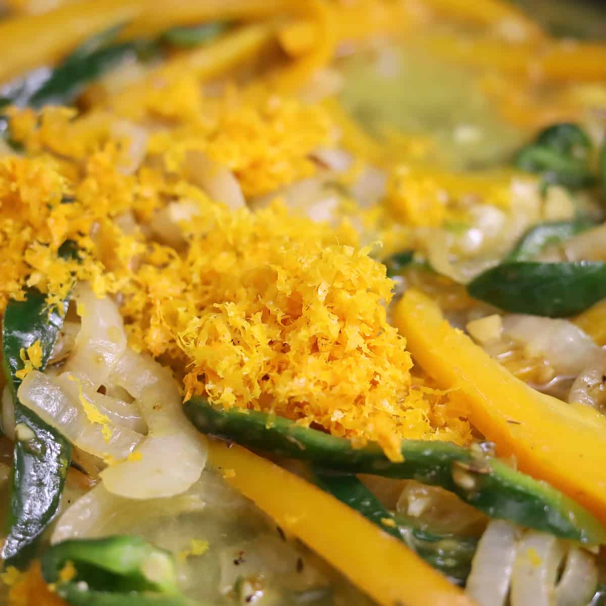Onions and Peppers with orange zest