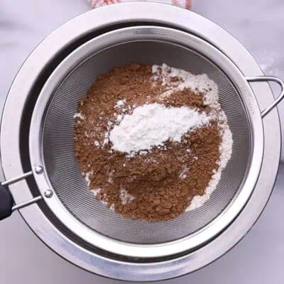 Mix dry ingredients Flour and Cocoa