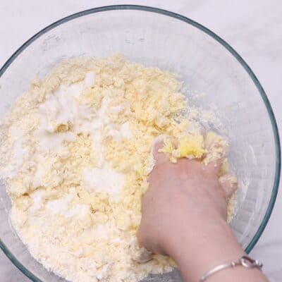 Add softened butter and eggs, and cream with fingers until creamy.