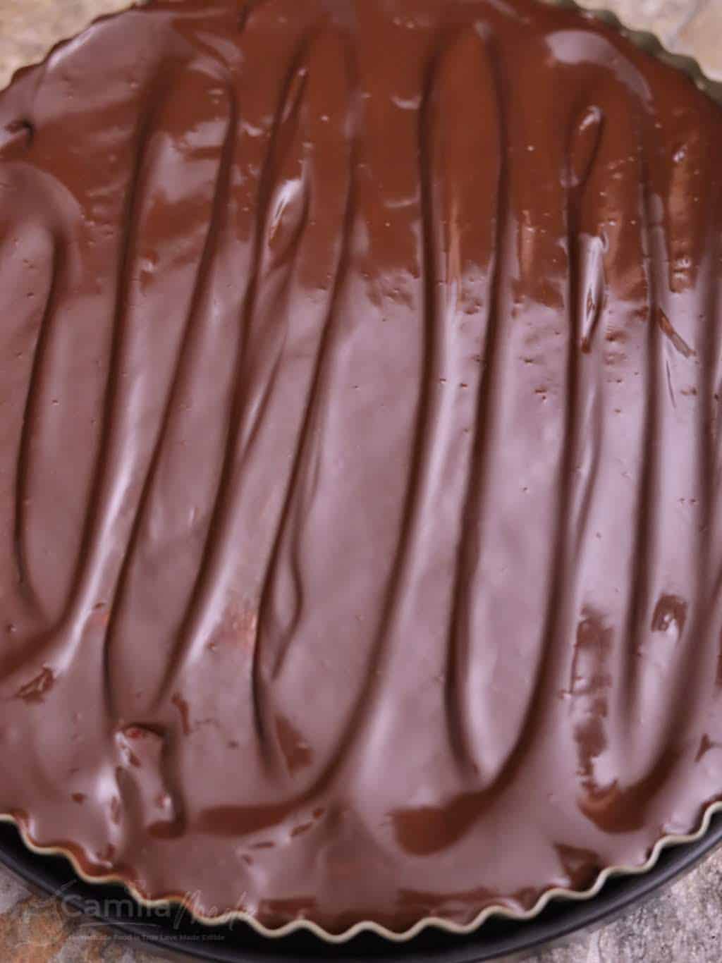 Chocolate Topping on Peanut Butter Filling
