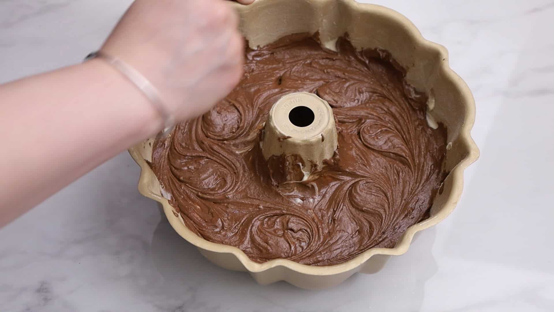 Swirl the batters gently.
