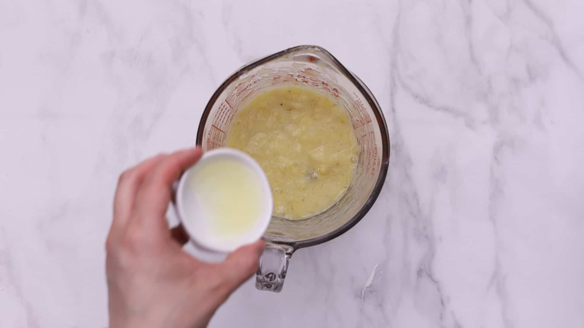 Add lemon juice to the mashed Banana