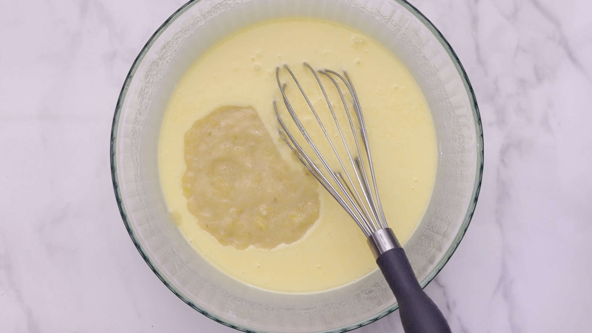 Add the banana to the mixture