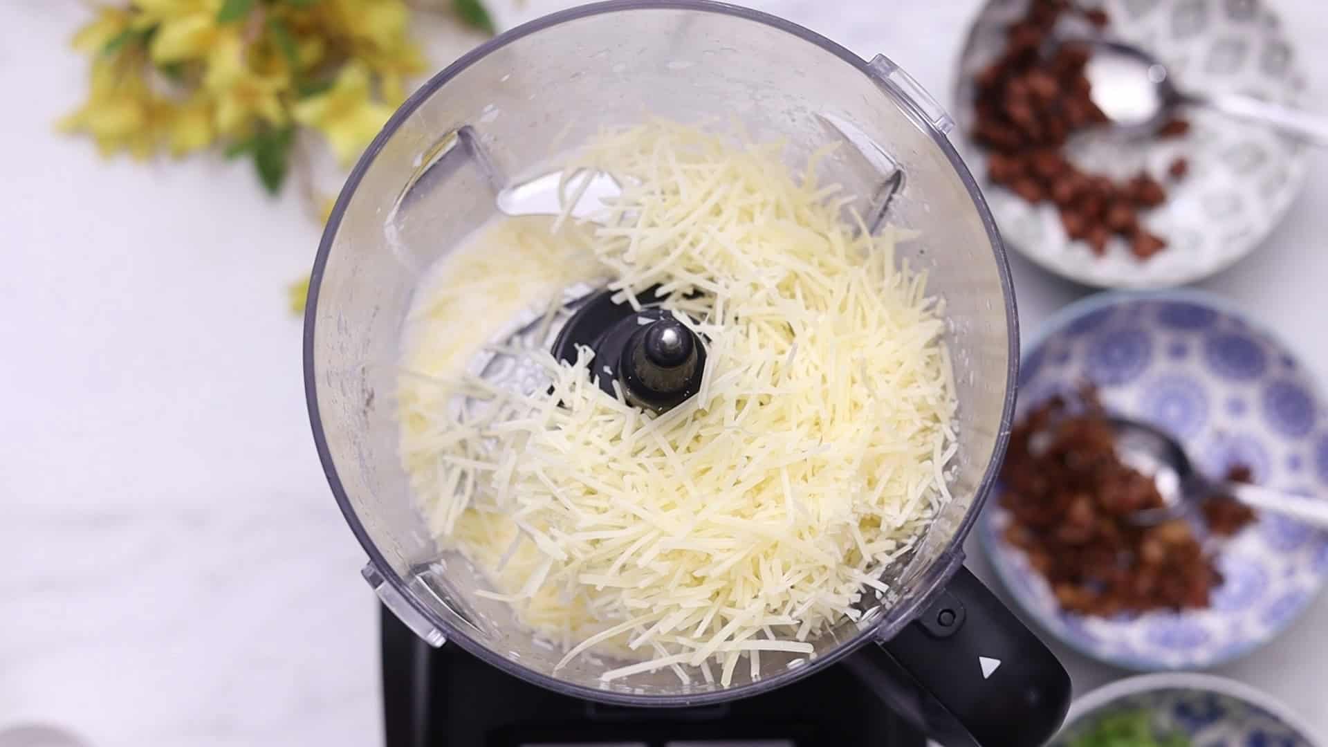 Add tapioca starch, then Parmesan and oregano; blend until thick.