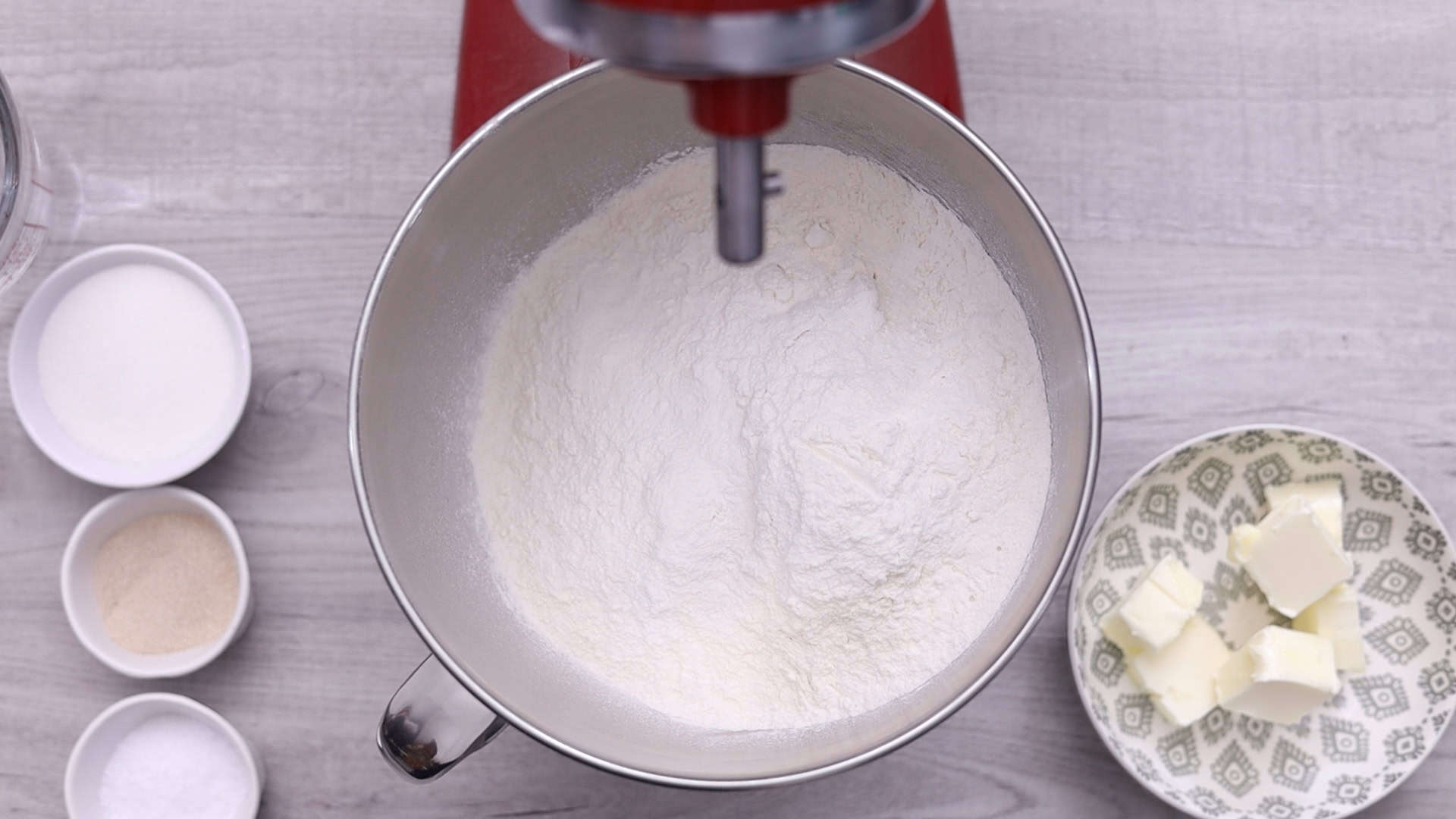 Homemade Burger Buns (Pan de Hamburguesa) 10 Combine dry ingredients in a stand mixer flour