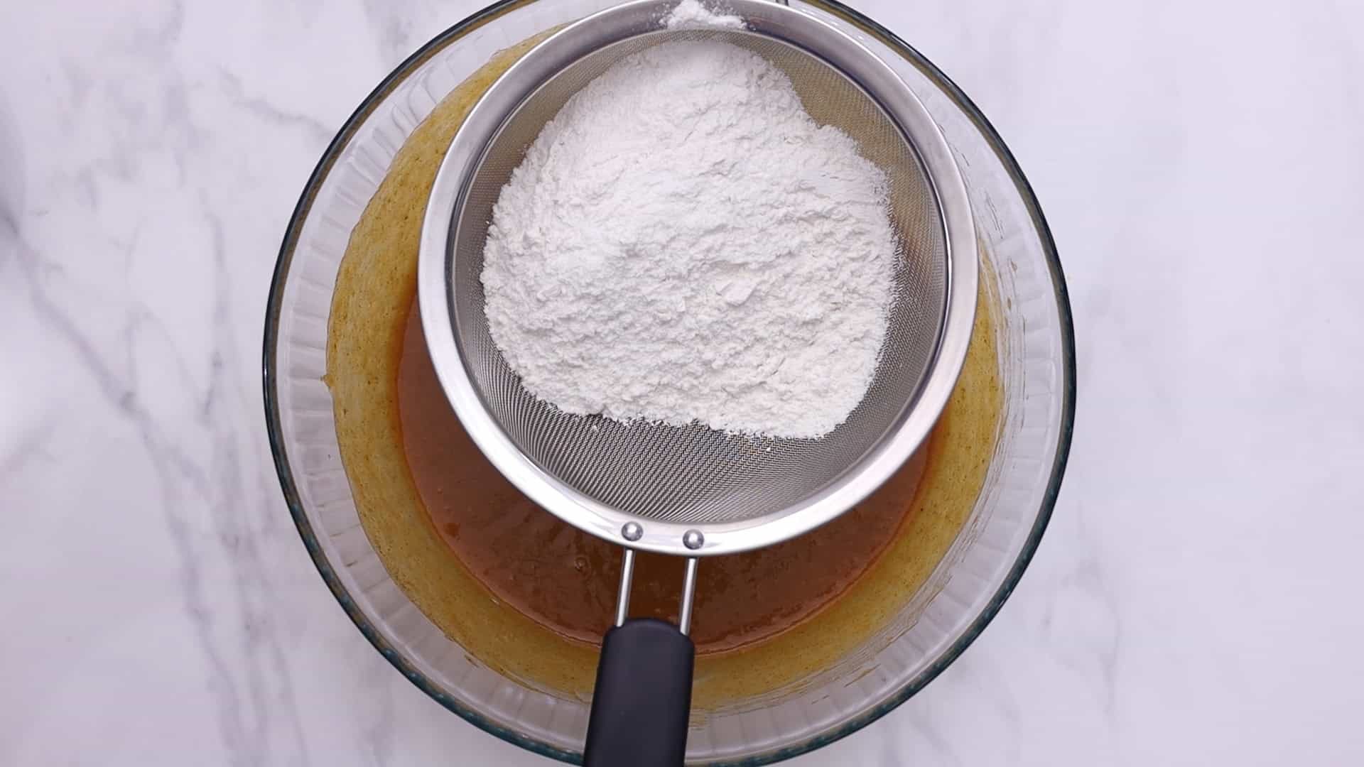 Sift flour baking powder baking soda cinnamon and nutmeg 1