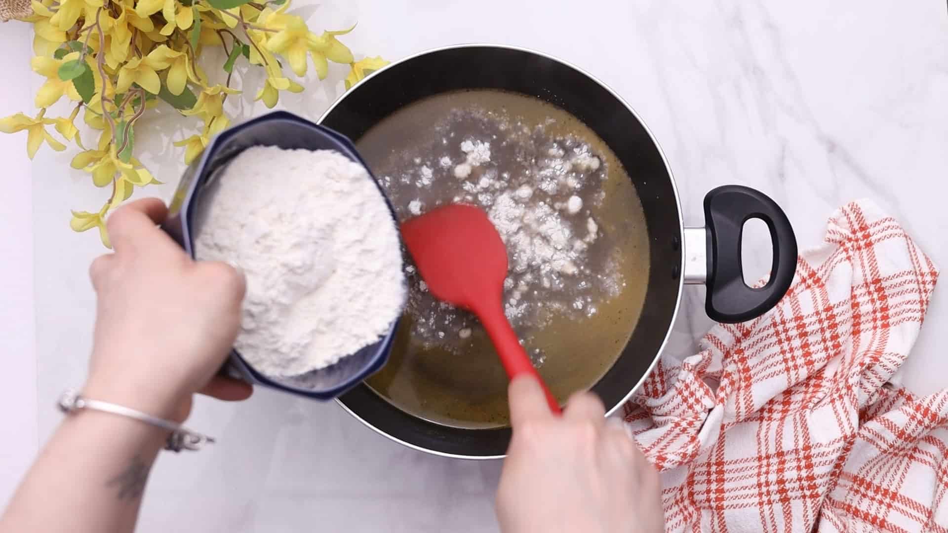 Cook until the dough pulls away from the pan.