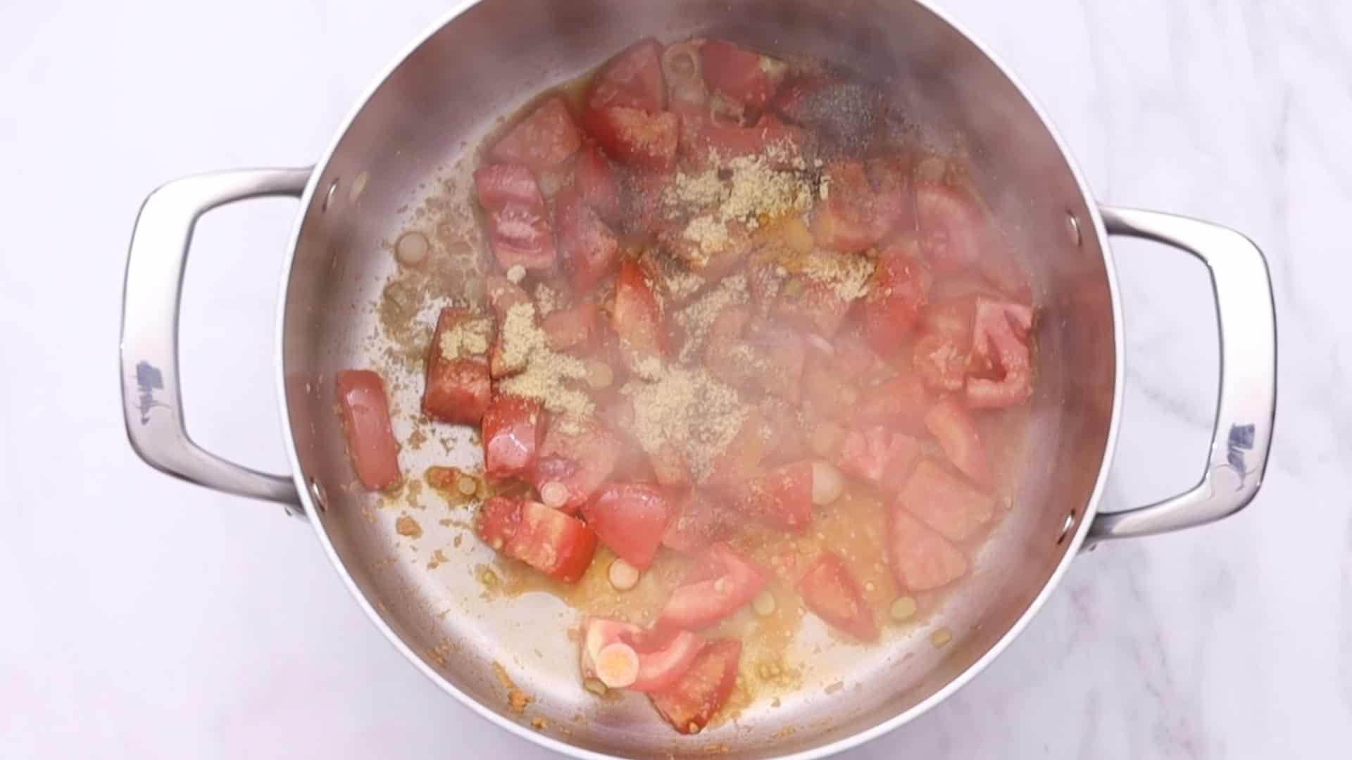 Tomato Egg Drop Soup 13 Cook until tomatoes blister, 2-3 minutes.