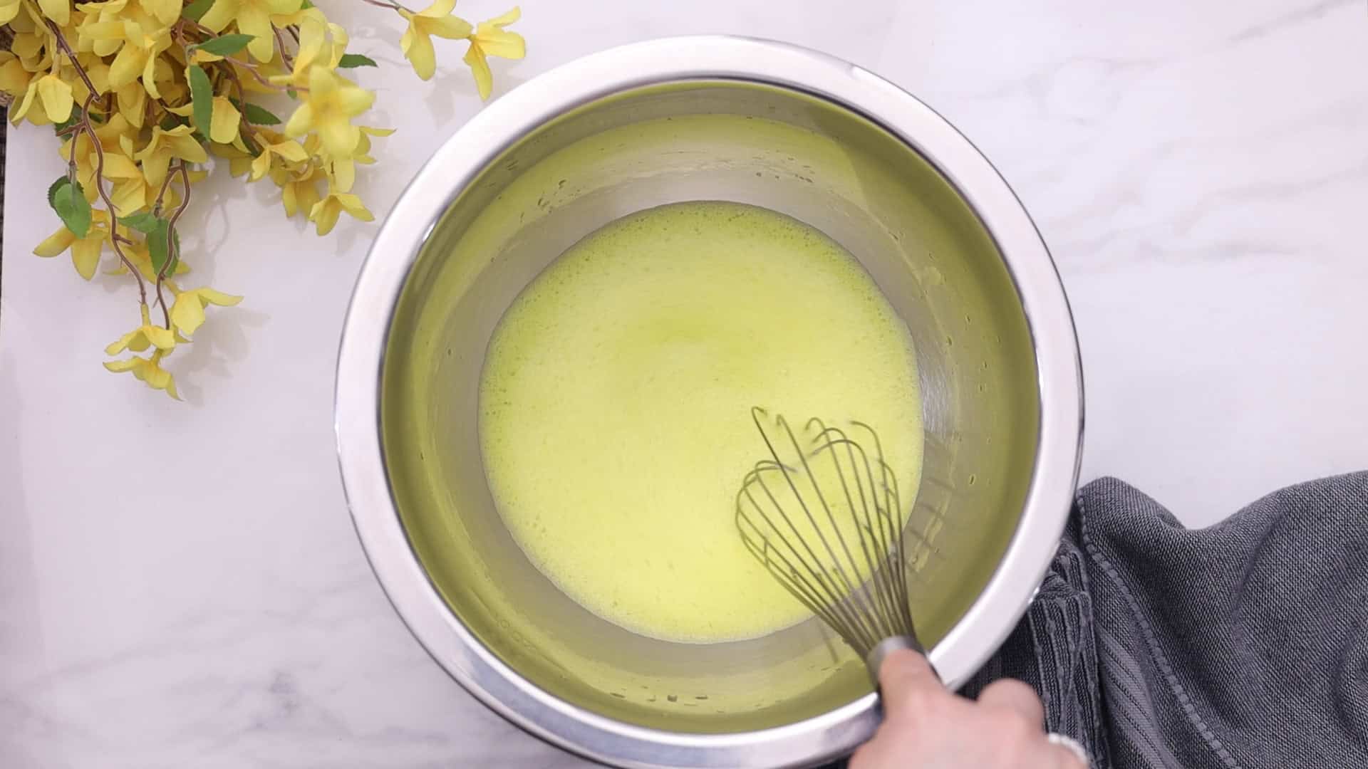 After Dissolve lemon gelatin in 250 ml of boiling water.