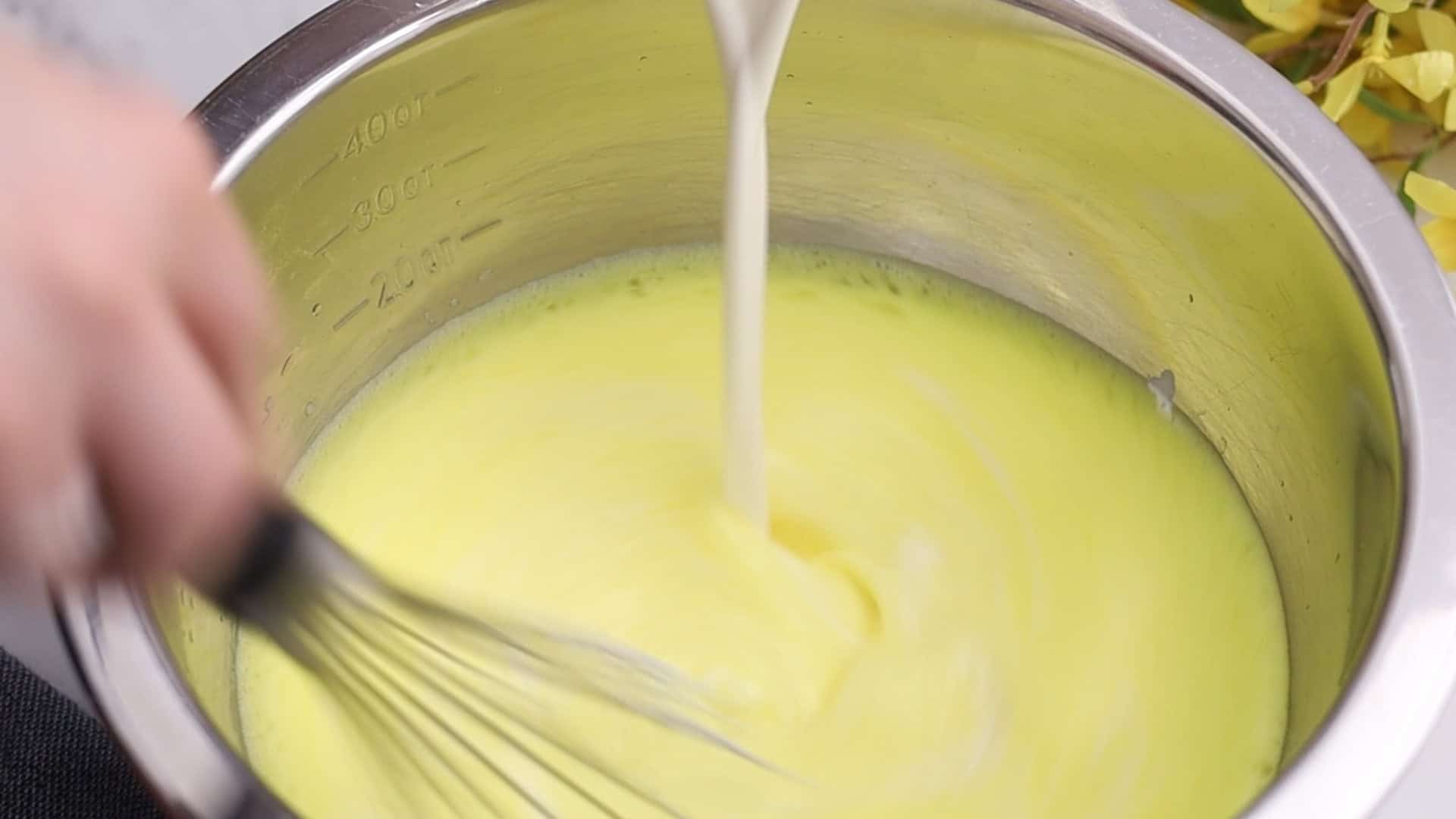 Gradually mix in the cream until well combined.