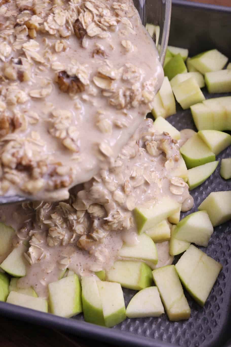 oat mixture over the apple chunks in the baking dish.