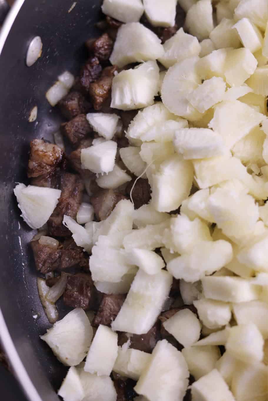 Fresh Yuca with leftover meat