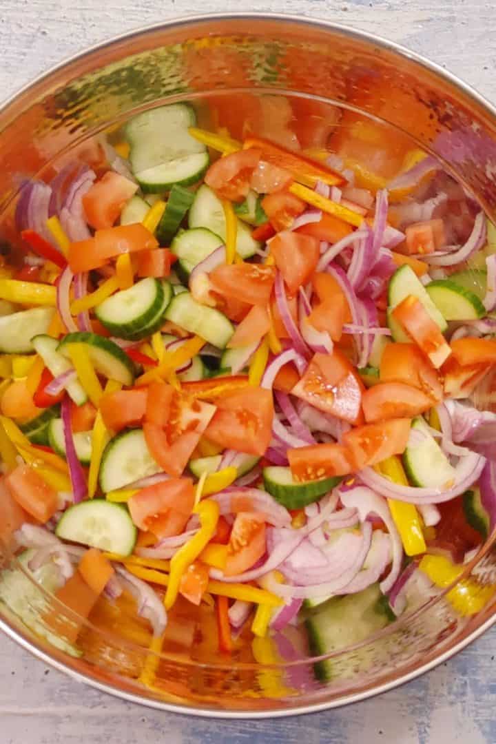 Preparing Big Italian Salad