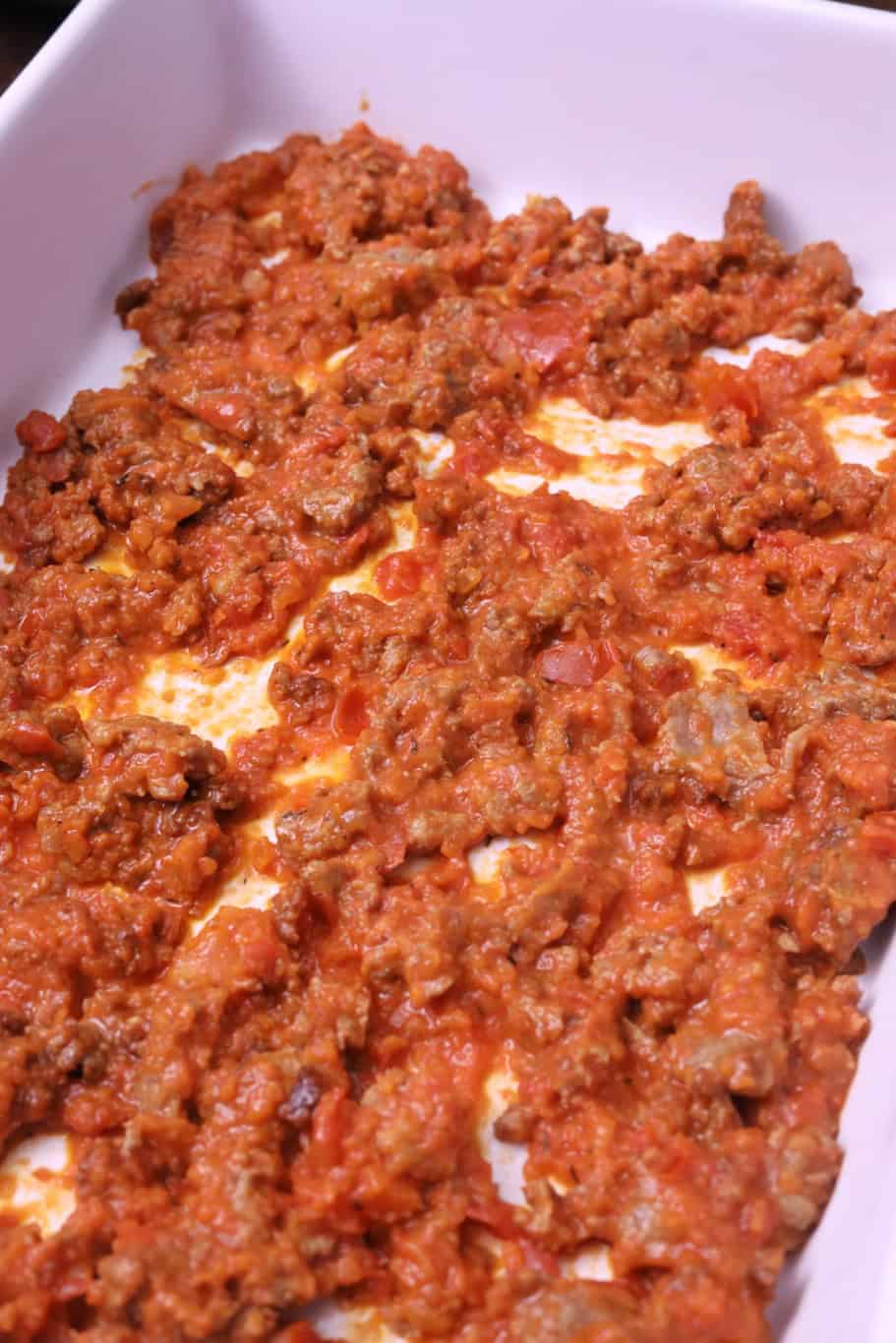 Sausage Lasagna 20 first layers of lasagna sauce