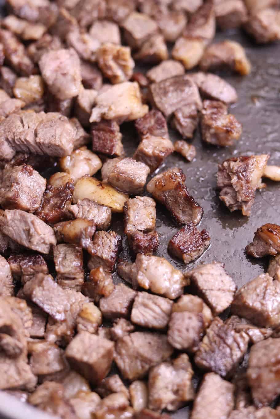 leftover meat in a pot