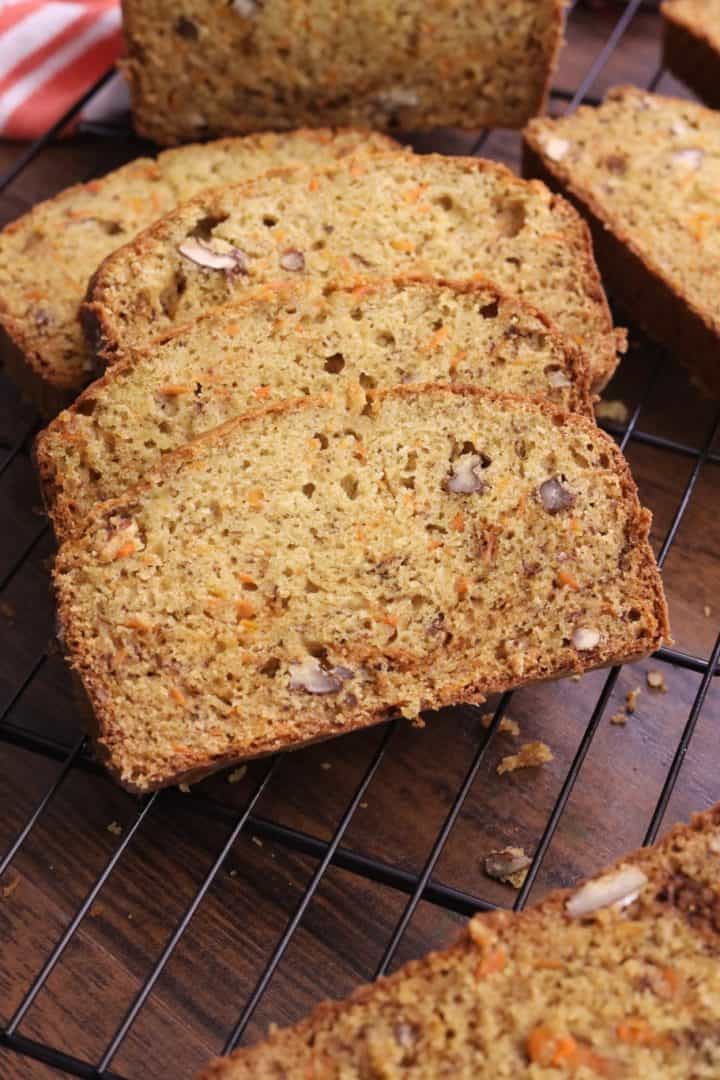 Slice of Carrot Banana Cake in a Rack 