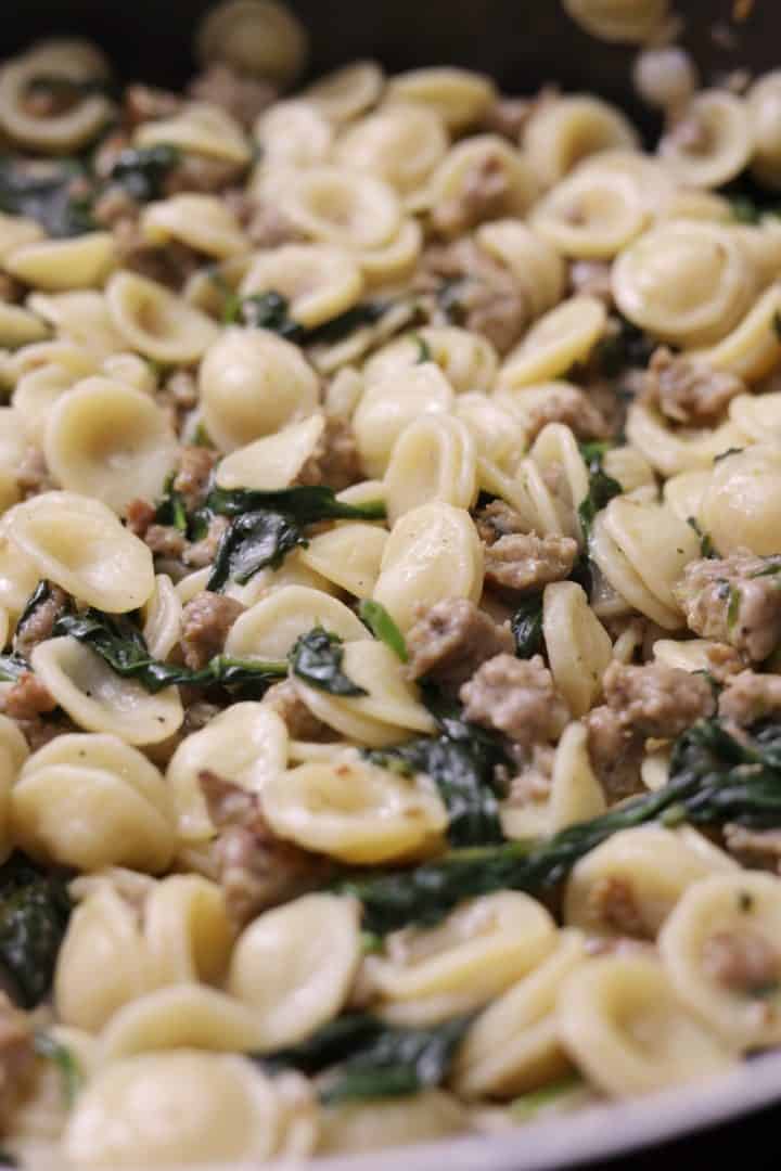 Orecchiette with Sausage and Spinach