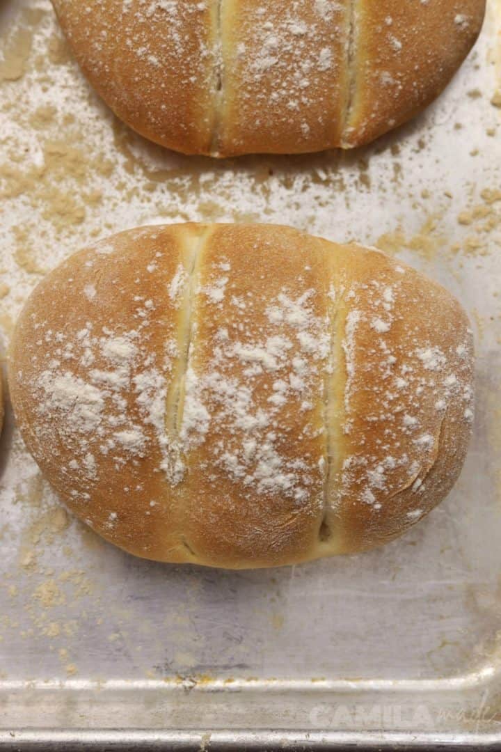 Teleras in a sheet pan