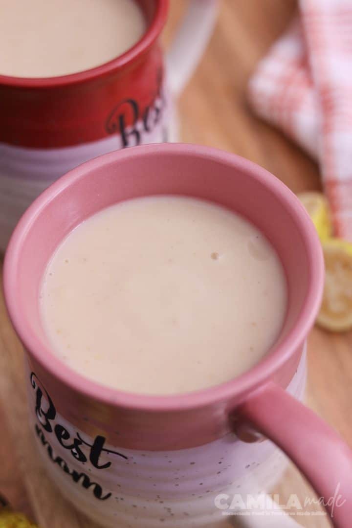 Homemade Atole de Guayaba in a cup