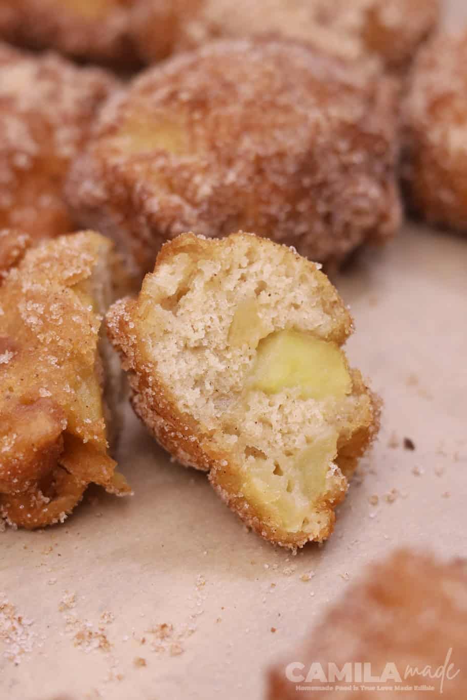 Inside of a Buñuelos de Manzana (Apple Fritters)