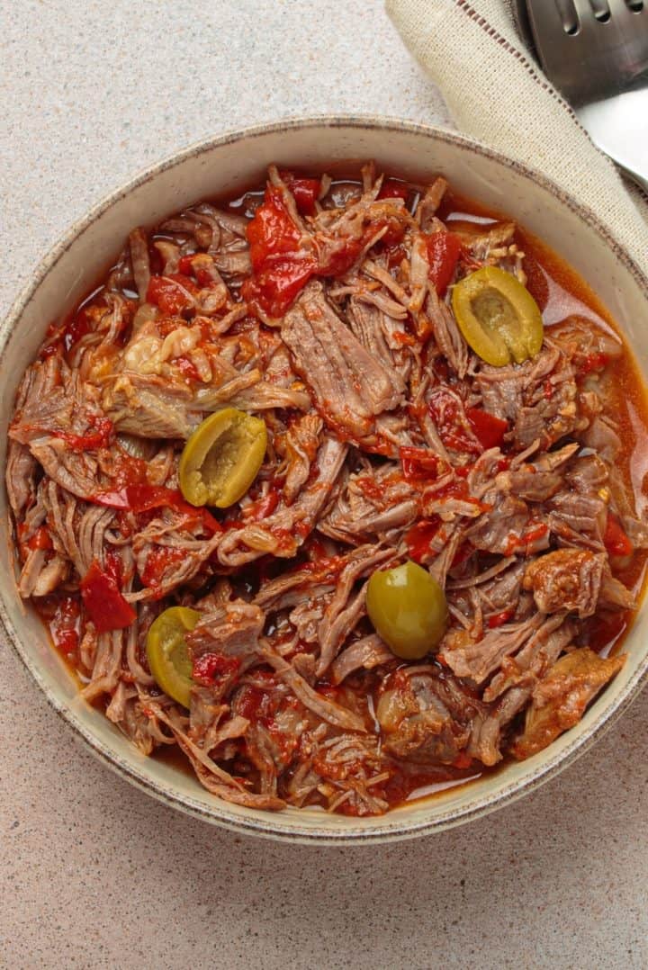 Ropa Vieja Cubana in a bowl