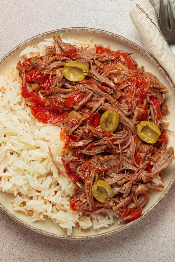 Ropa Vieja Cubana with white rice